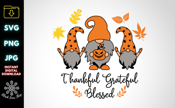 Gnomes Thankful Grateful Blessed SVG for Crafts & Graphics