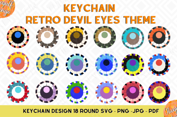 Keychain Groovy - Retro Devil Eyes for Local Crafts