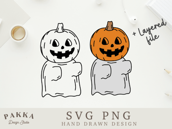 Layered Halloween Pumpkin Ghost for Graphics and Crafts