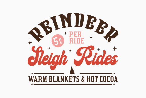 Retro Reindeer Sleigh Ride Christmas Sign for Crafts